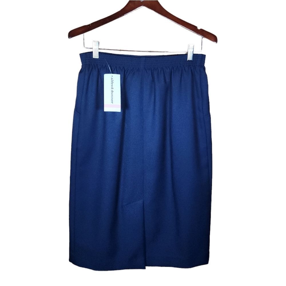 Alfred Dunner Navy Blue Midi Skirt w/ Pockets Women's Size 10 New